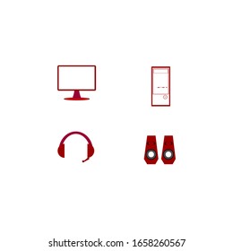 computer equipment set, against a white background