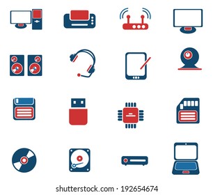 Computer equipment simple vector icons