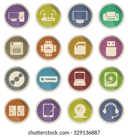 Computer equipment simple vector icons
