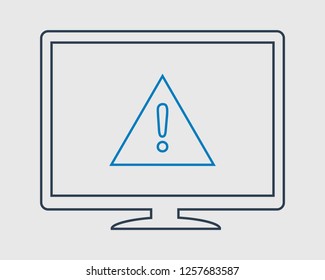 Computer Error Alarm line Icon on gray background.
