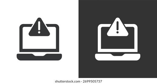 Ícone de Alerta de Erro do Computador. Ícone de série de glifos sólidos