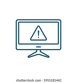 Computer error line icon isolated on white background. Vector illustration