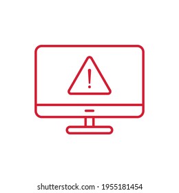 Computer error line icon isolated on white background. Vector illustration