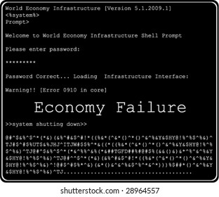 Computer Error Showing Economic Failure - Vector Illustration