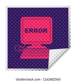 computer error vector illustration square peeling sticker