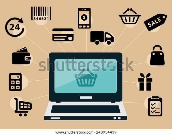 computer and e-shop
icons