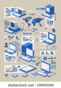 Computer Evolution Info Graphic,vector Background