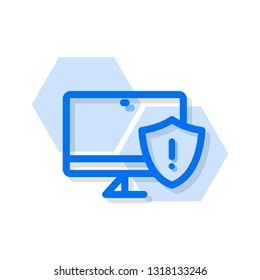computer exclamation, alarm. warning, hazard icon, vector