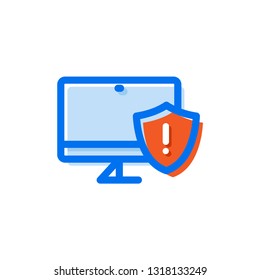 computer exclamation, alarm. warning, hazard icon, vector