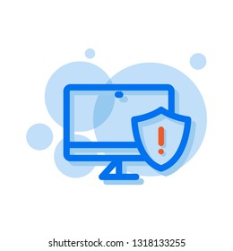 computer exclamation, alarm. warning, hazard icon, vector