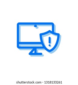 computer exclamation, alarm. warning, hazard icon, vector