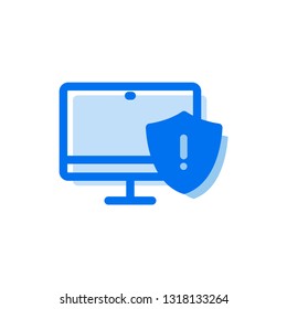 computer exclamation, alarm. warning, hazard icon, vector