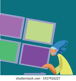 computer expert, hacker in action
