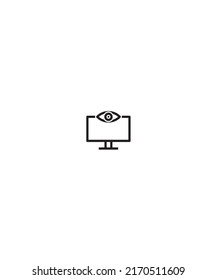 computer with eye icon,vector best line icon.