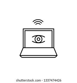 Computer, eye, observation, wifi icon. Element of social addict icon. Thin line icon for website design and development, app development. Premium icon