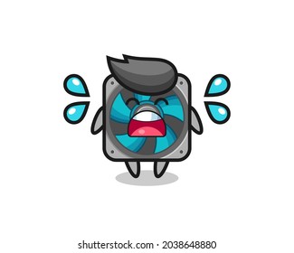 computer fan cartoon illustration with crying gesture , cute style design for t shirt, sticker, logo element