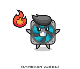 computer fan character cartoon with angry gesture , cute style design for t shirt, sticker, logo element