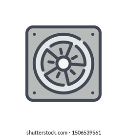 Computer fan color line icon. vector PC cooler outline colorful sign.