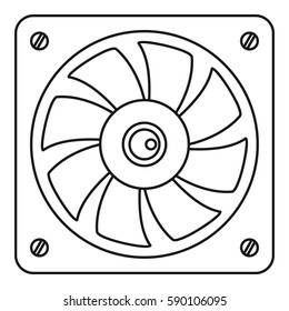 Computer fan cooler icon. Outline illustration of computer fan cooler vector icon for web