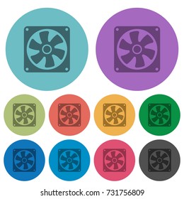 Computer fan darker flat icons on color round background