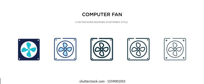 computer fan icon in different style vector illustration. two colored and black computer fan vector icons designed in filled, outline, line and stroke style can be used for web, mobile, ui