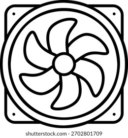 Icono del ventilador del ordenador en estilo de contorno