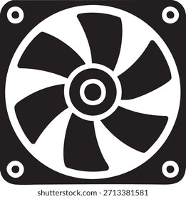 Ilustración vectorial de silueta de icono de ventilador de computadora