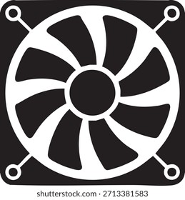 Ilustración vectorial de silueta de icono de ventilador de computadora