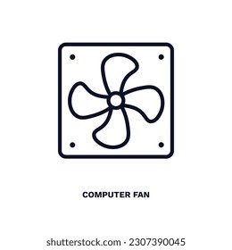 computer fan icon. Thin line computer fan icon from hardware and equipment collection. Outline vector isolated on white background. Editable computer fan symbol can be used web and mobile