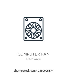 Computer fan icon. Thin linear computer fan outline icon isolated on white background from hardware collection. Line vector sign, symbol for web and mobile