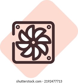 Computerfan, Illustration, Vektorgrafik auf weißem Hintergrund.