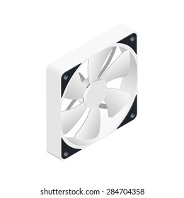 Computer fan isometric detailed icon vector graphic illustration