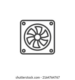 Computer fan line icon. linear style sign for mobile concept and web design. PC cooler outline vector icon. Symbol, logo illustration. Vector graphics