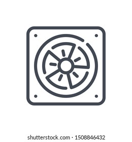 Computer fan line icon. PC cooler vector outline sign.