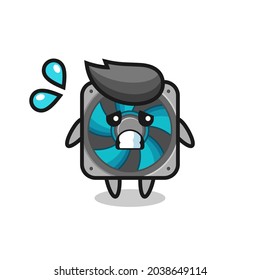 computer fan mascot character with afraid gesture , cute style design for t shirt, sticker, logo element