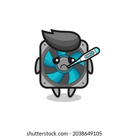 computer fan mascot character with fever condition , cute style design for t shirt, sticker, logo element
