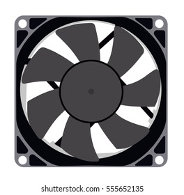 A computer fan on a white background. Flat vector isolated illustration
