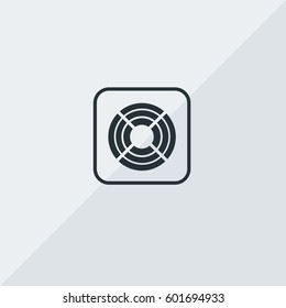 Computer Fan Vector Icon, The outlined symbol of fan for computer. Simple, modern flat vector illustration for mobile app, website or desktop app   