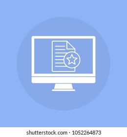  Computer with favorite file icon. Vector illustration