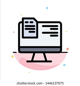 Computer, File, Education, Online Abstract Flat Color Icon Template