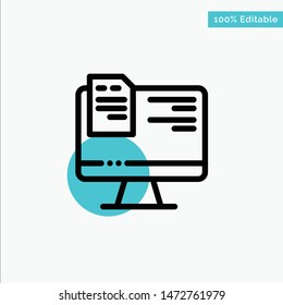 Computer, File, Education, Online turquoise highlight circle point Vector icon