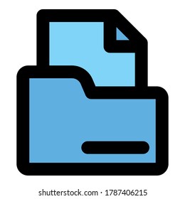 Computer file folder icon. Outline computer file folder vector icon for web design isolated on white background