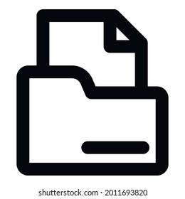 Computer file folder icon. Outline computer file folder vector icon for web design isolated on white background