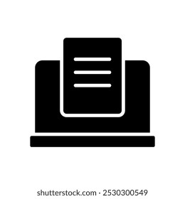 Computer with file icon on transparent background