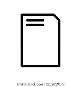 Symbol einer Computerdatei einzeln auf weißem Hintergrund. Schwarze flache Ikone im modernen Umriss-Stil. Lineares Symbol und bearbeitbarer Strich. Einfache und Pixel perfekte Strich-Vektorgrafik.