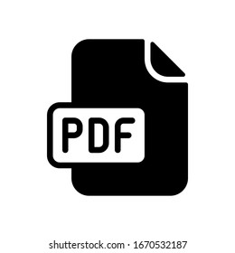 Computerdatei, PDF-Symbol. Schwarzes Symbol auf weißem Hintergrund