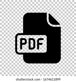 Archivo de ordenador, símbolo pdf. Símbolo negro sobre fondo transparente