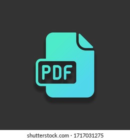Computer file, pdf symbol. Colorful logo concept with soft shadow on dark background. Icon color of azure ocean