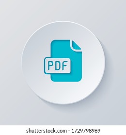 Computer File, Pdf Symbol. Cut Circle With Gray And Blue Layers. Paper Style