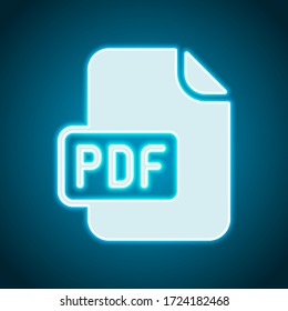 Computer file, pdf symbol. Neon style. Light decoration icon. Bright electric symbol